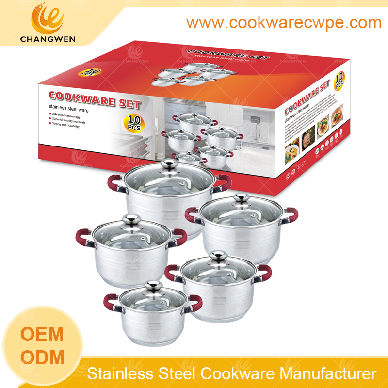 nonstick cookware set stainless steel pots and pans frying pans saucepan casserole factory-made CW51003-10Y01