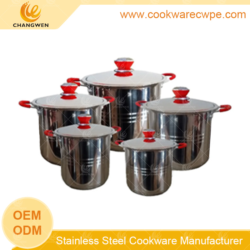 cookware price 10pcs stainless steel wide edge frying pan stock pots pots and pans cookware set made in cookware factory CW51013-10N01