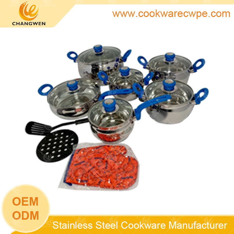 pot set price belly shape stainless steel cookware set cook pan stock pot pans and pots tri ply cookware manufacturers CW51014-12N01