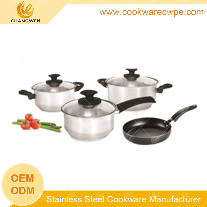 tri-ply cookware price stainless steel cookware set kitchenware set frying pan nonstick best cooking pots manufacturers CW51015-07N01